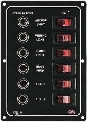 Panel přepínačů / 6 jističů / rozměry 165 x 115 mm
