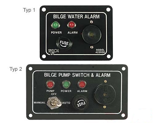 Panel alarmu bilge / 3 světelné indikátory / vypínač čerpadla